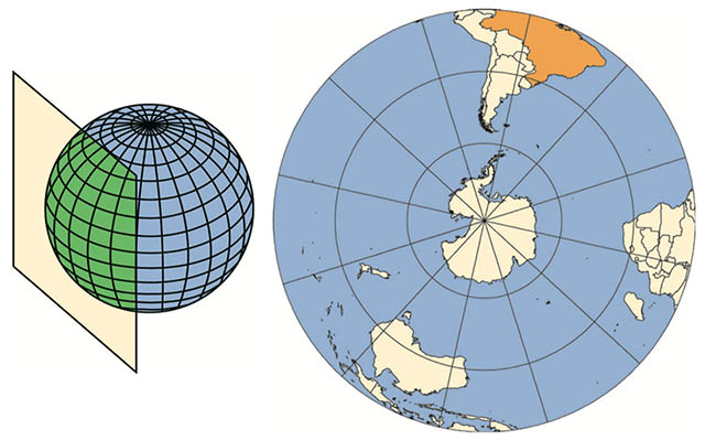 Projeção plana. Fonte: Atlas Escolar IBGE.