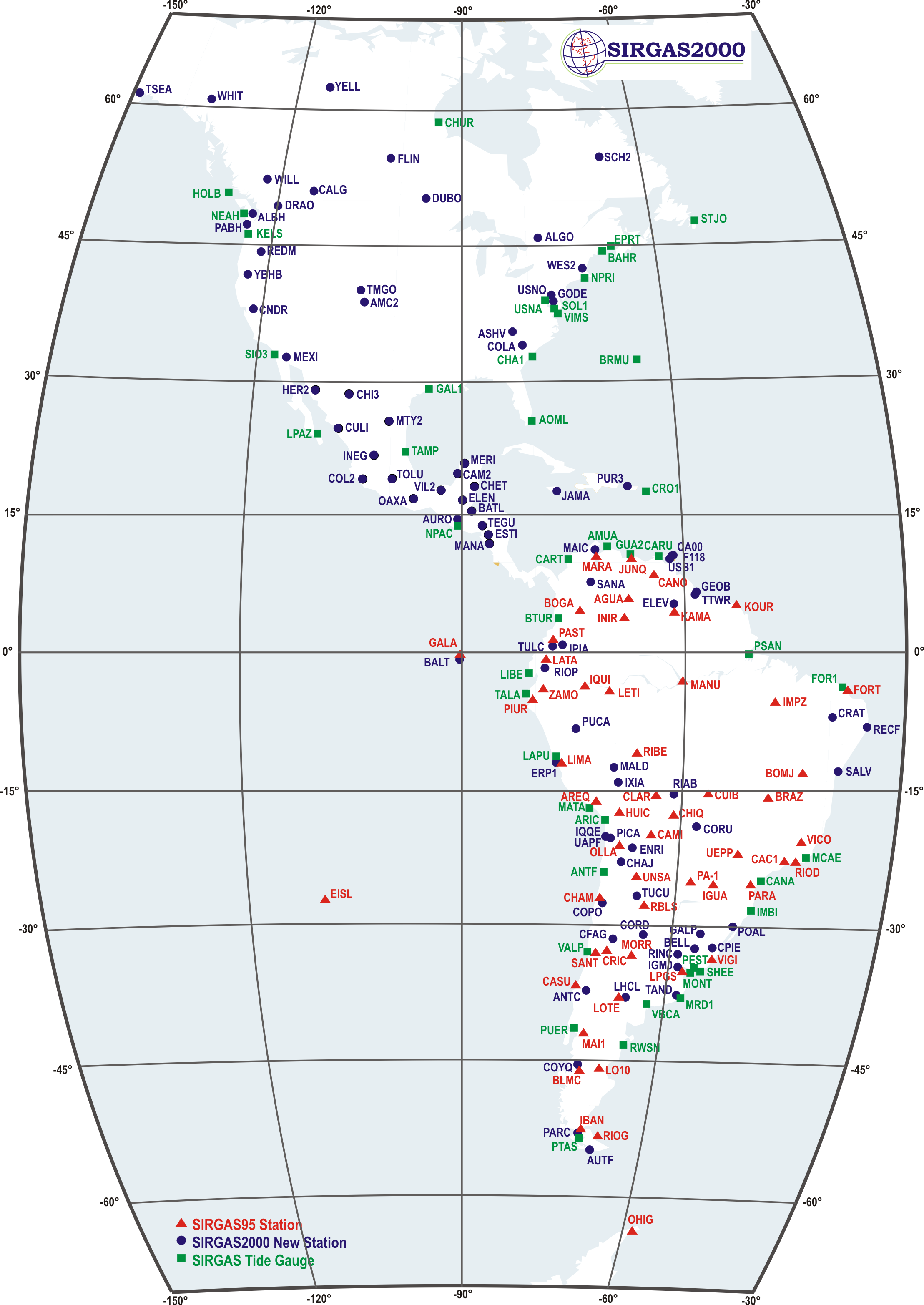 Sistema de Referencia Geocéntrico para las Américas (SIRGAS). Fonte: SIRGAS